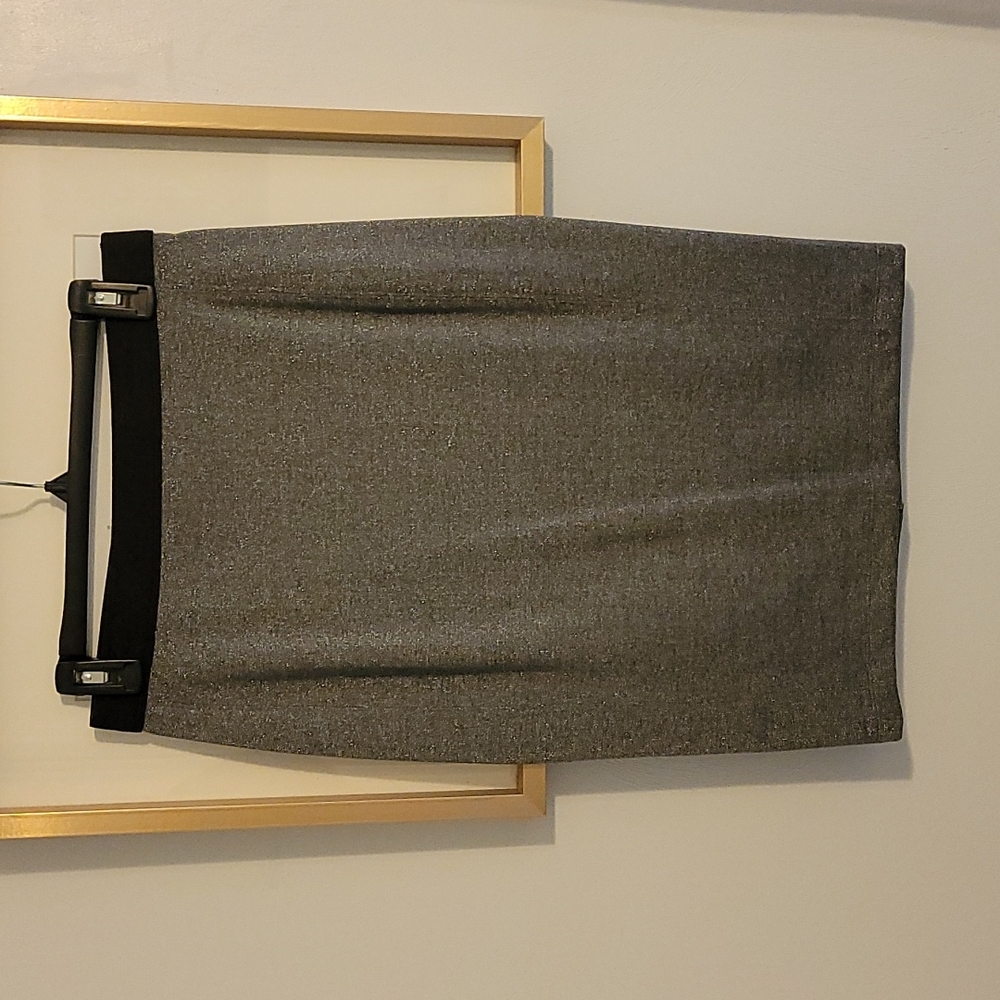 Metallic gray pencil skirt